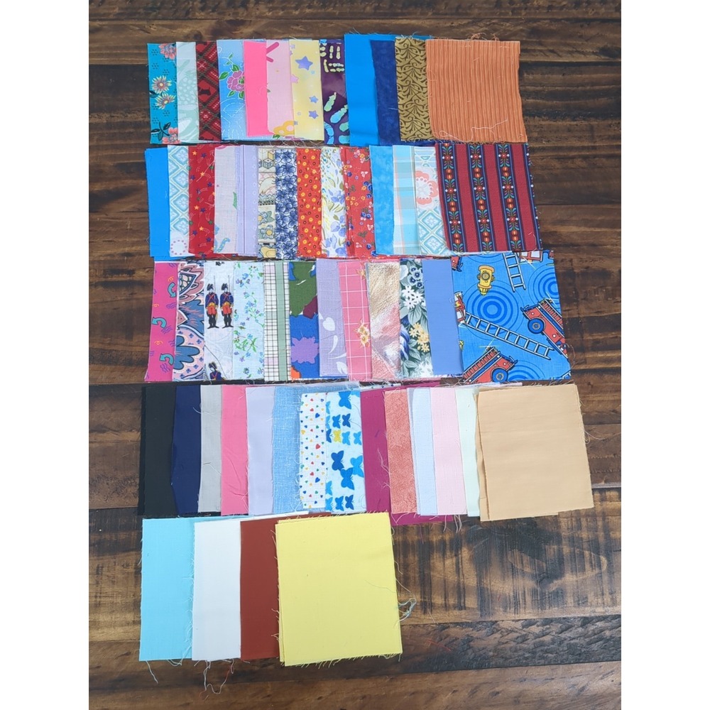 Lot Of 91 Cut Squares‎ For Quilting Multicolor